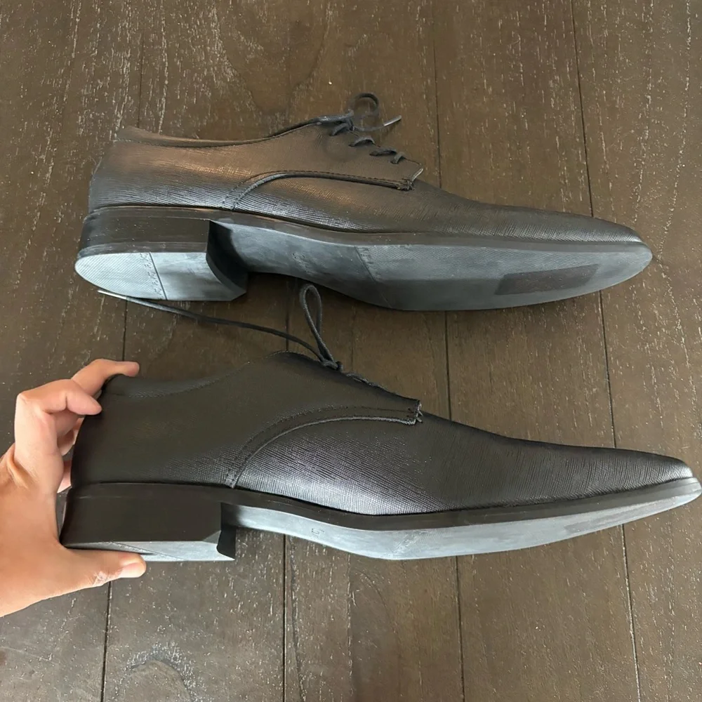 Calvin Klein Black Textured ‘Gordon’ Dress Office Shoes Men’s‎ Size 13